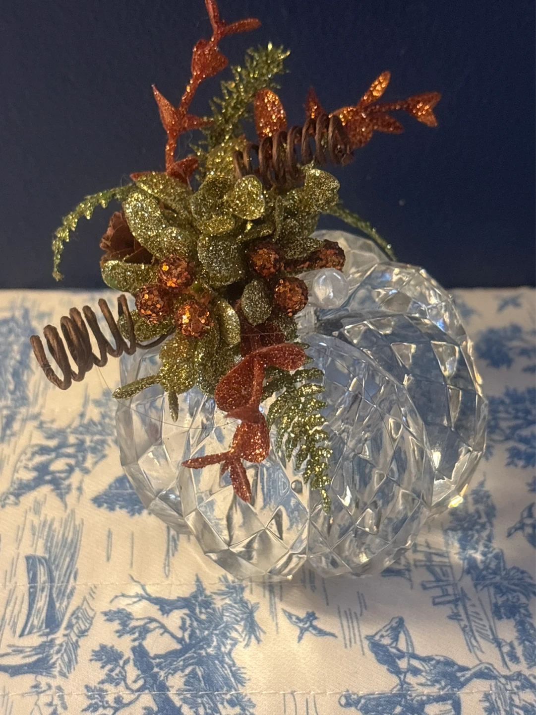 Light-Up Crystal Pumpkin Decoration