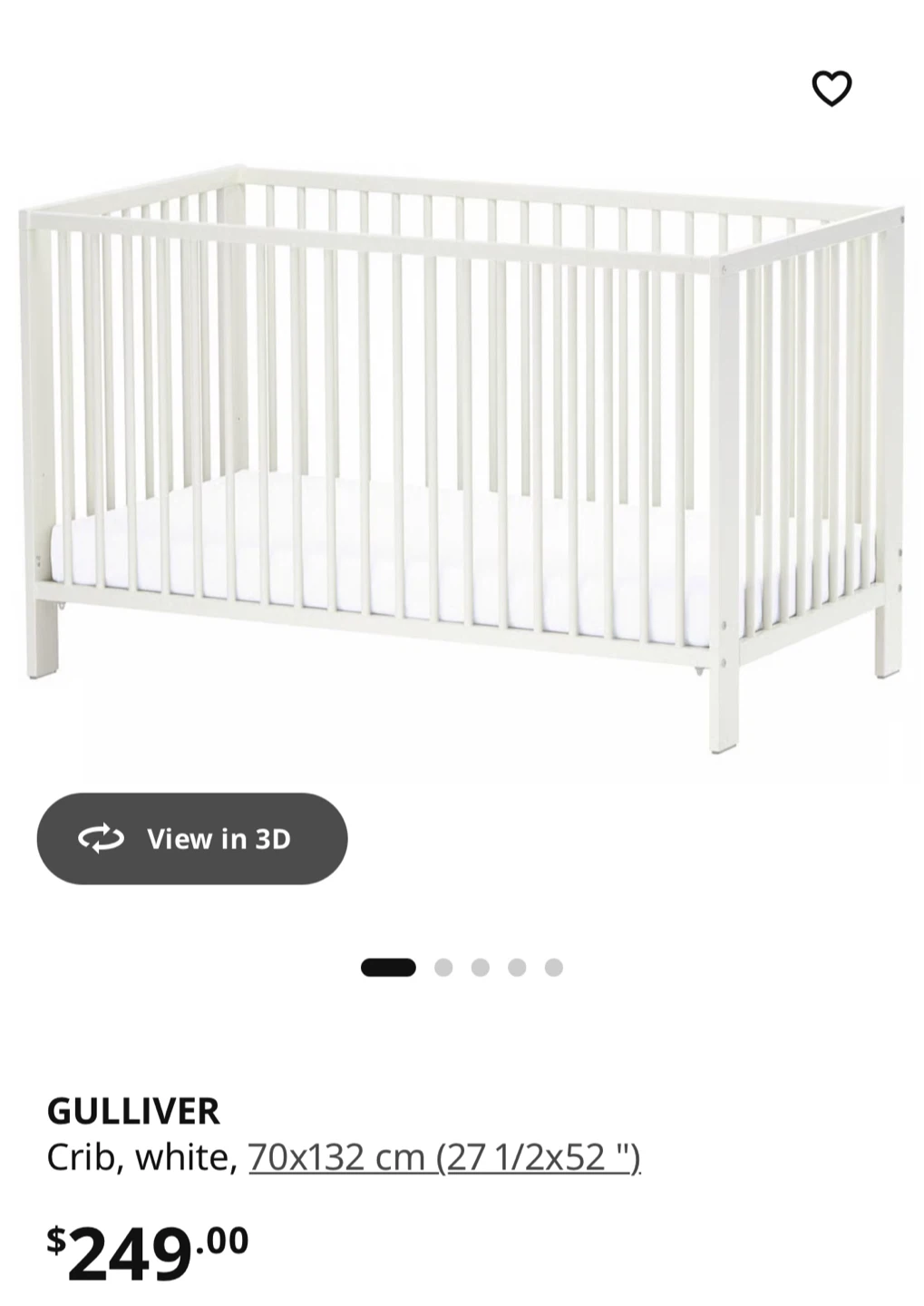 IKEA GULLIVER Crib - White 70x132 cm - photo 2
