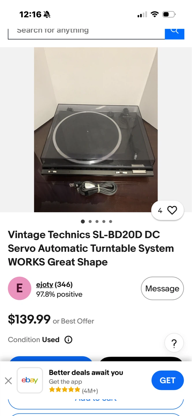 Technics SL-BD20D Automatic Turntable
