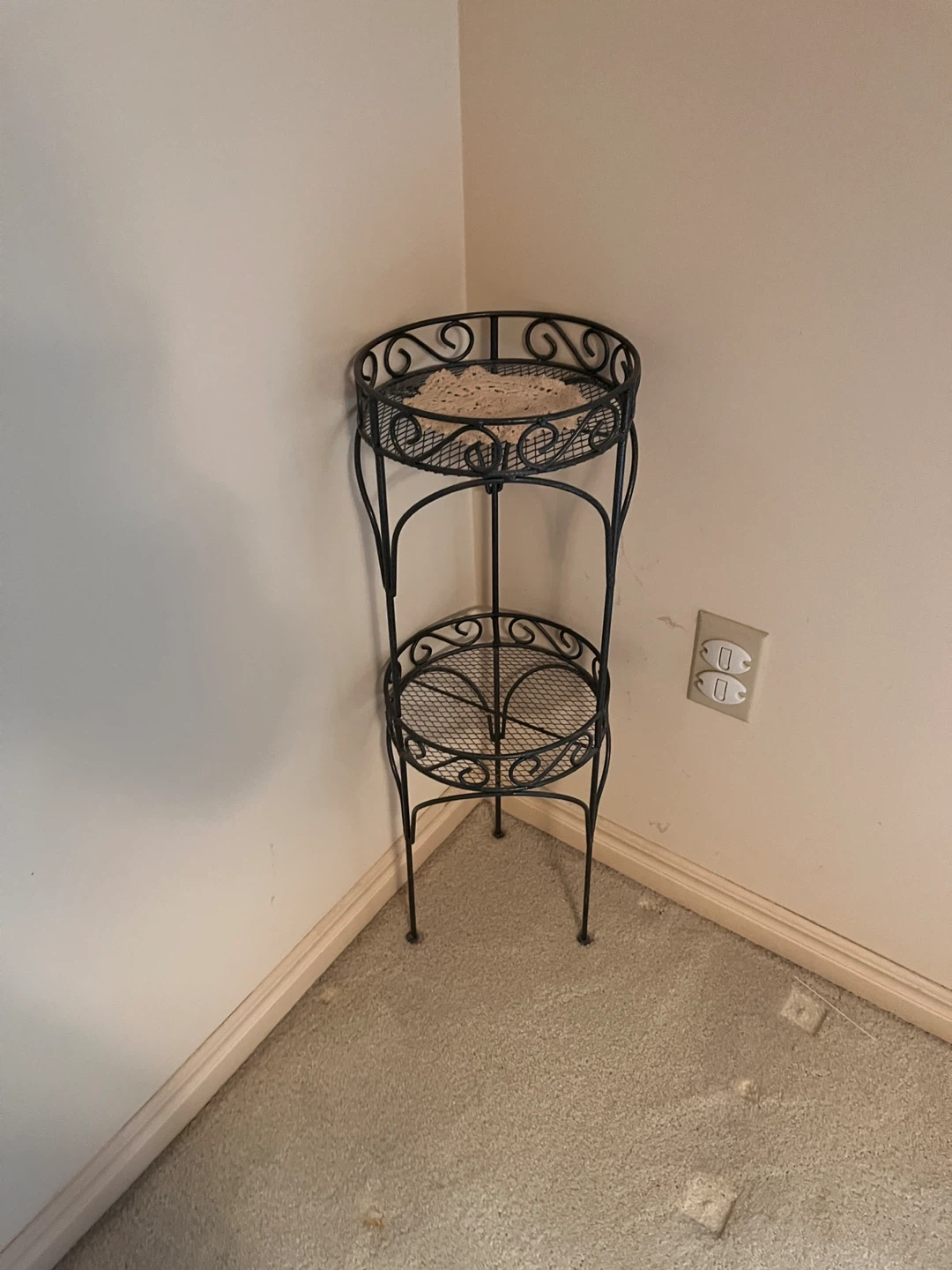 Ornate Metal Corner Plant Stand