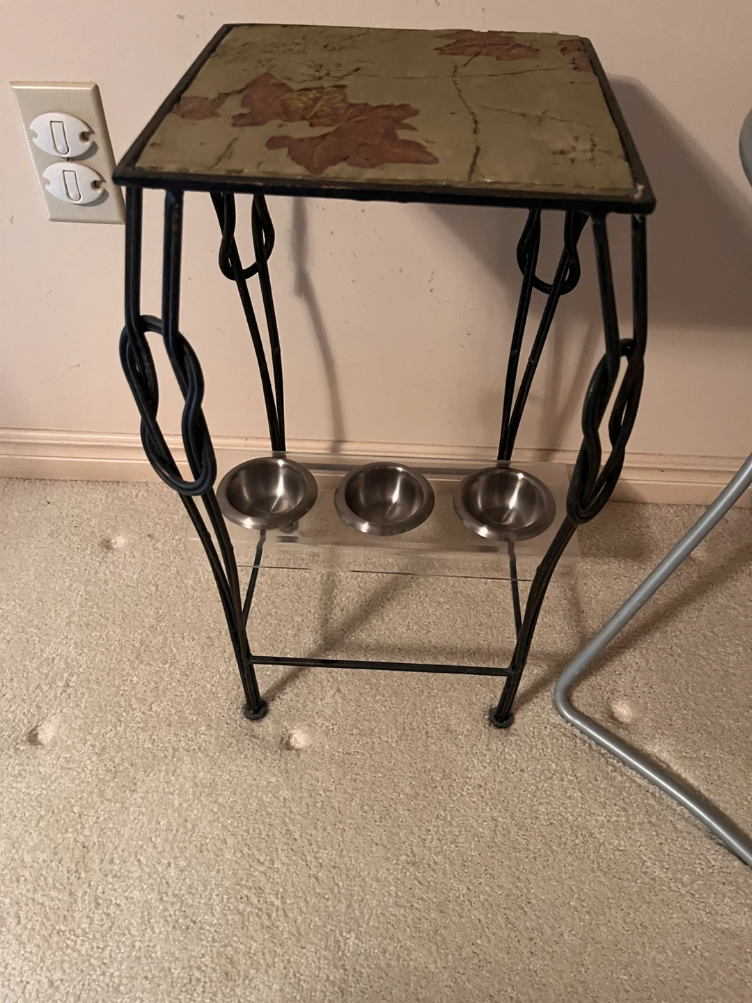 Metal Plant Stand with Three Bowls