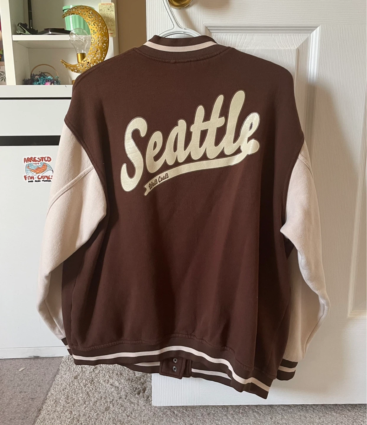 H&M Seattle Brown Colour-Block Varsity Jacket - photo 2