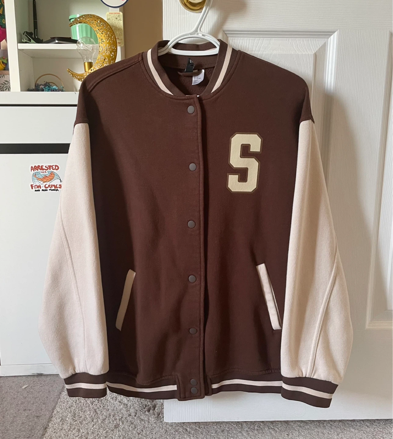 H&M Seattle Brown Colour-Block Varsity Jacket