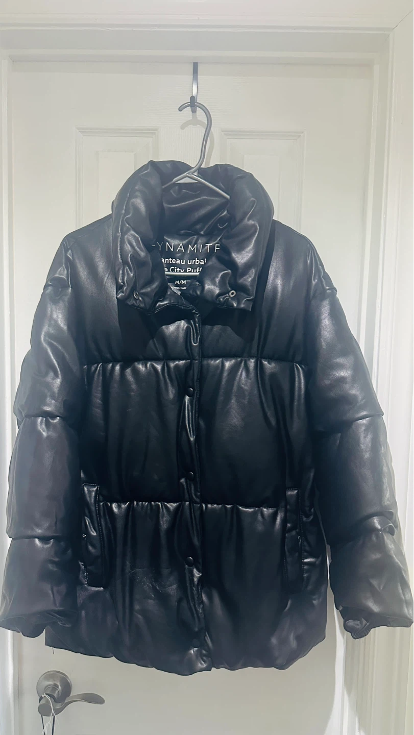 Dynamite Black Faux Leather Puffer Jacket M/M - photo 3
