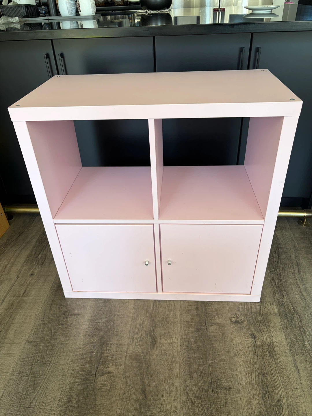 IKEA pink KALLAX Shelf with 2 doors