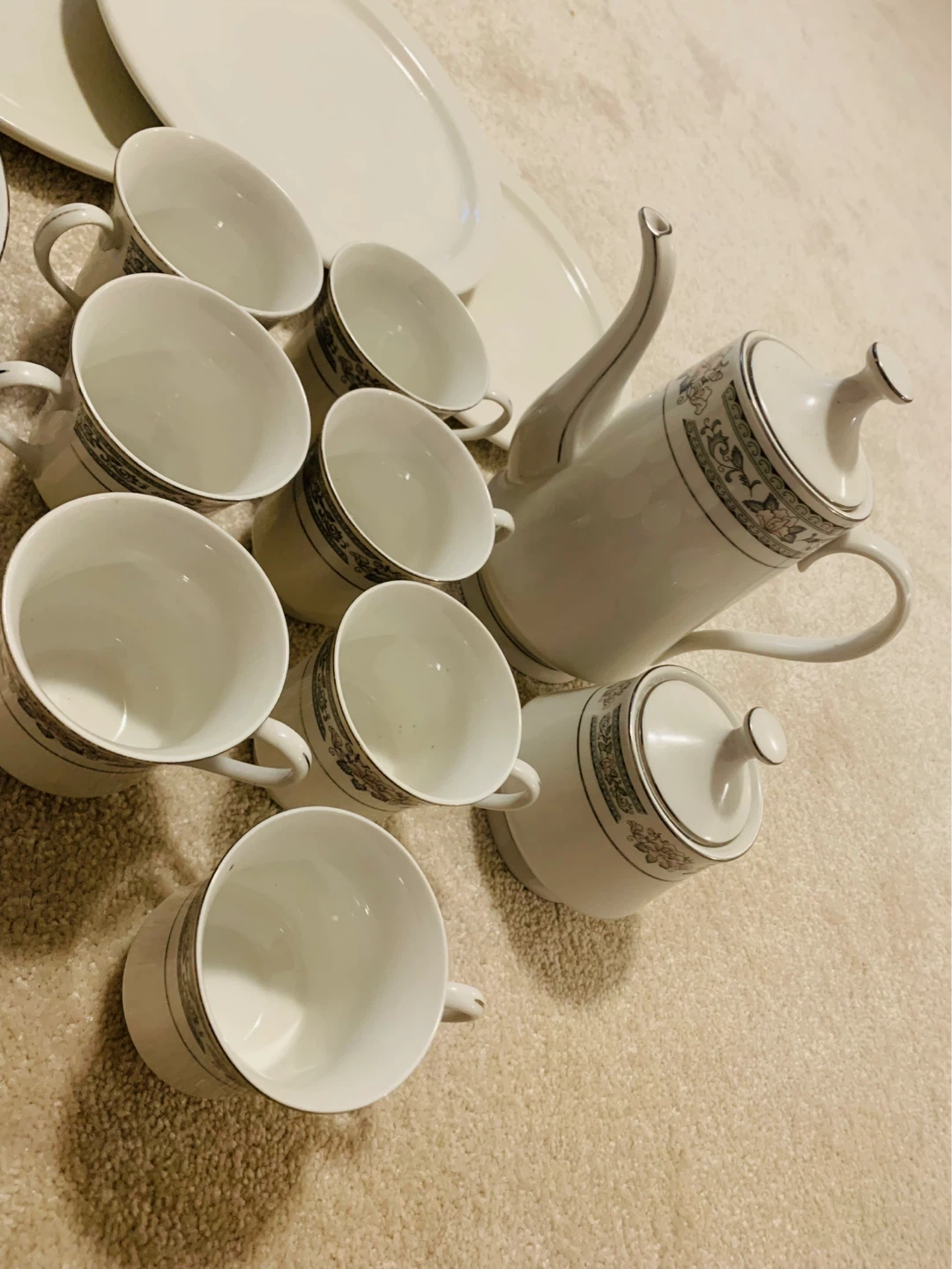 White Ceramic Tea Set with Floral Design - photo 2