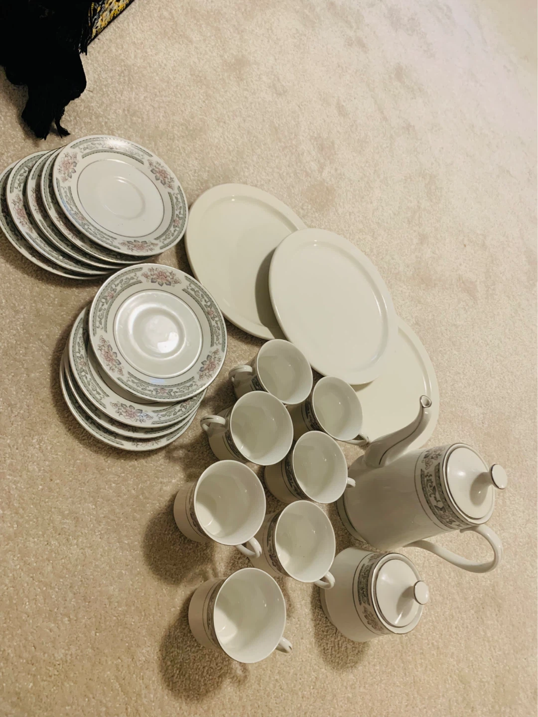 White Ceramic Tea Set with Floral Design
