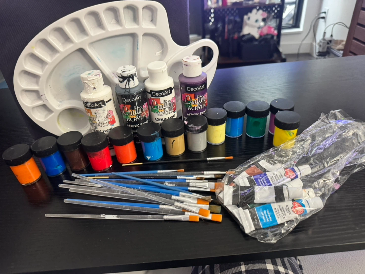 DecoArt Acrylic Paint Set with Brushes and Palette
