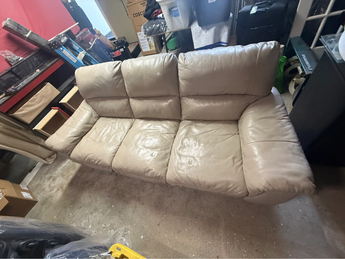 Light Beige Leather Sofa