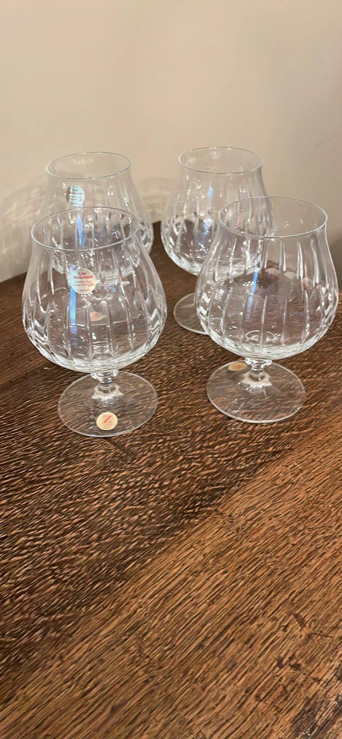 Set of 4 Crystal Brandy Glasses