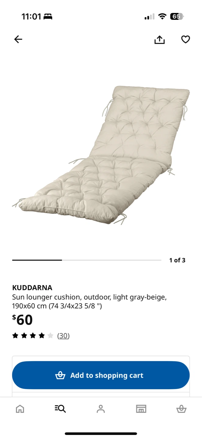 IKEA KUDDARNA Sun Lounger Cushion 4pcs