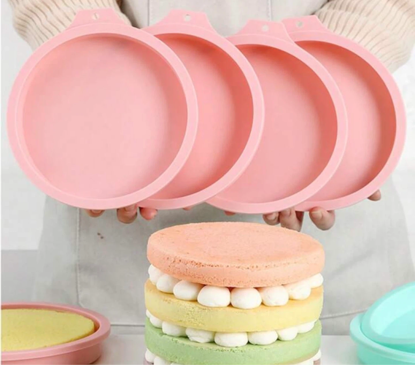 🎂 Round Silicone Cake Molds Set (6" Large / 4" Mini 4-Pack) - photo 5
