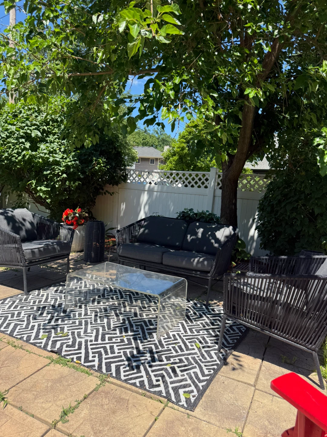 Patio Conversation Set – 3 Pieces + Acrylic Coffee Table