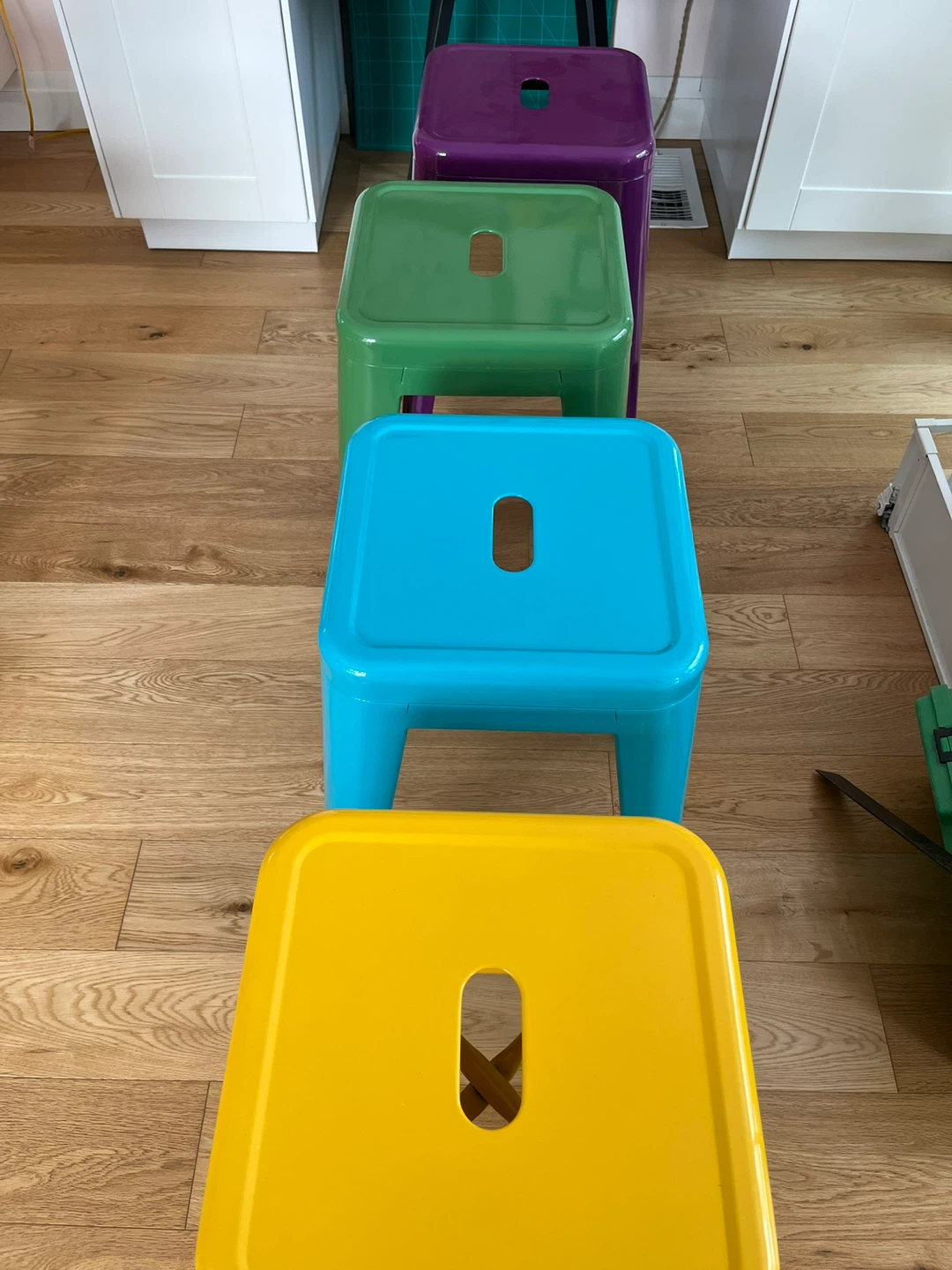 Set of 4 Metal Counter Stools - Various Colours