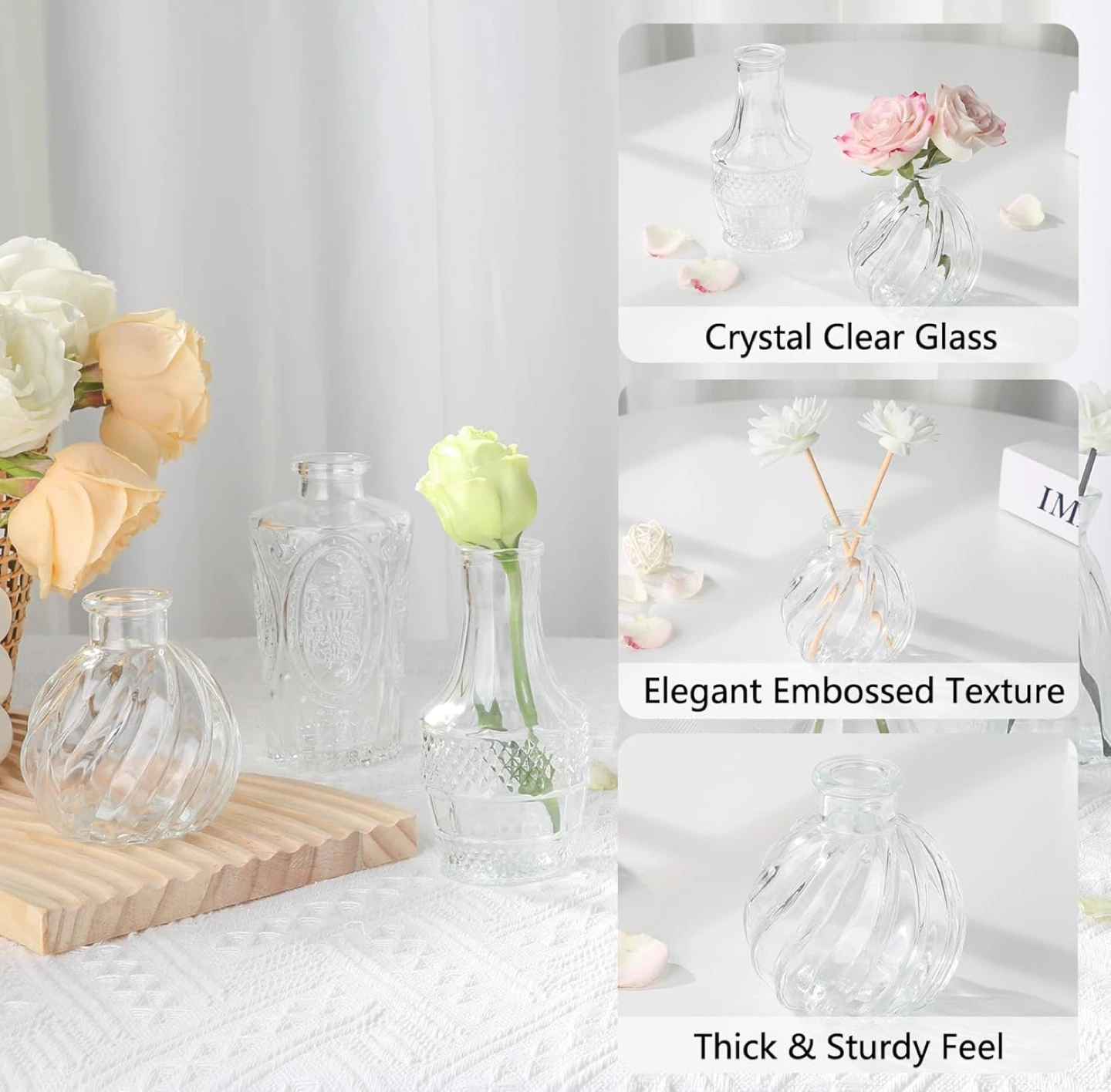 Small Clear Bud Vases Bulk 12 Pack Mini Flower Glass Vases - photo 3