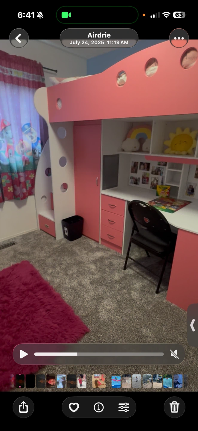 Pink Loft Bed with Desk and Storage