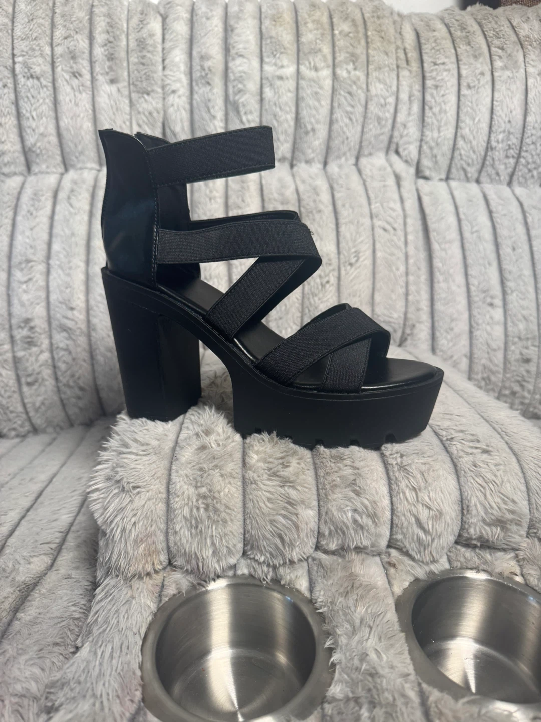Black Platform Block Heel Sandals - photo 4