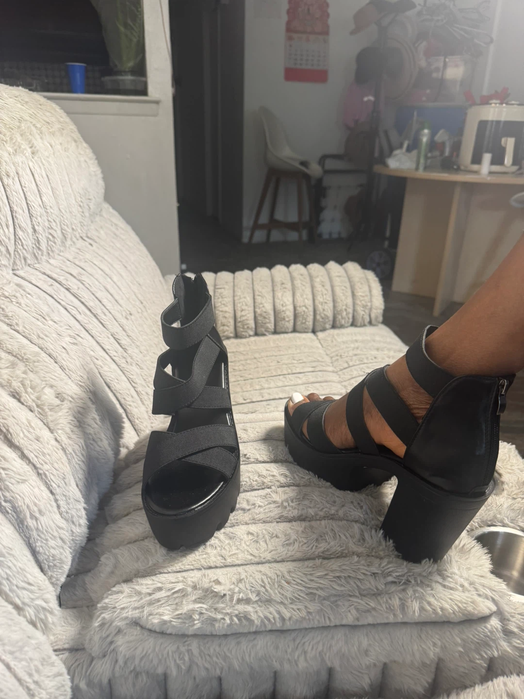 Black Platform Block Heel Sandals - photo 3