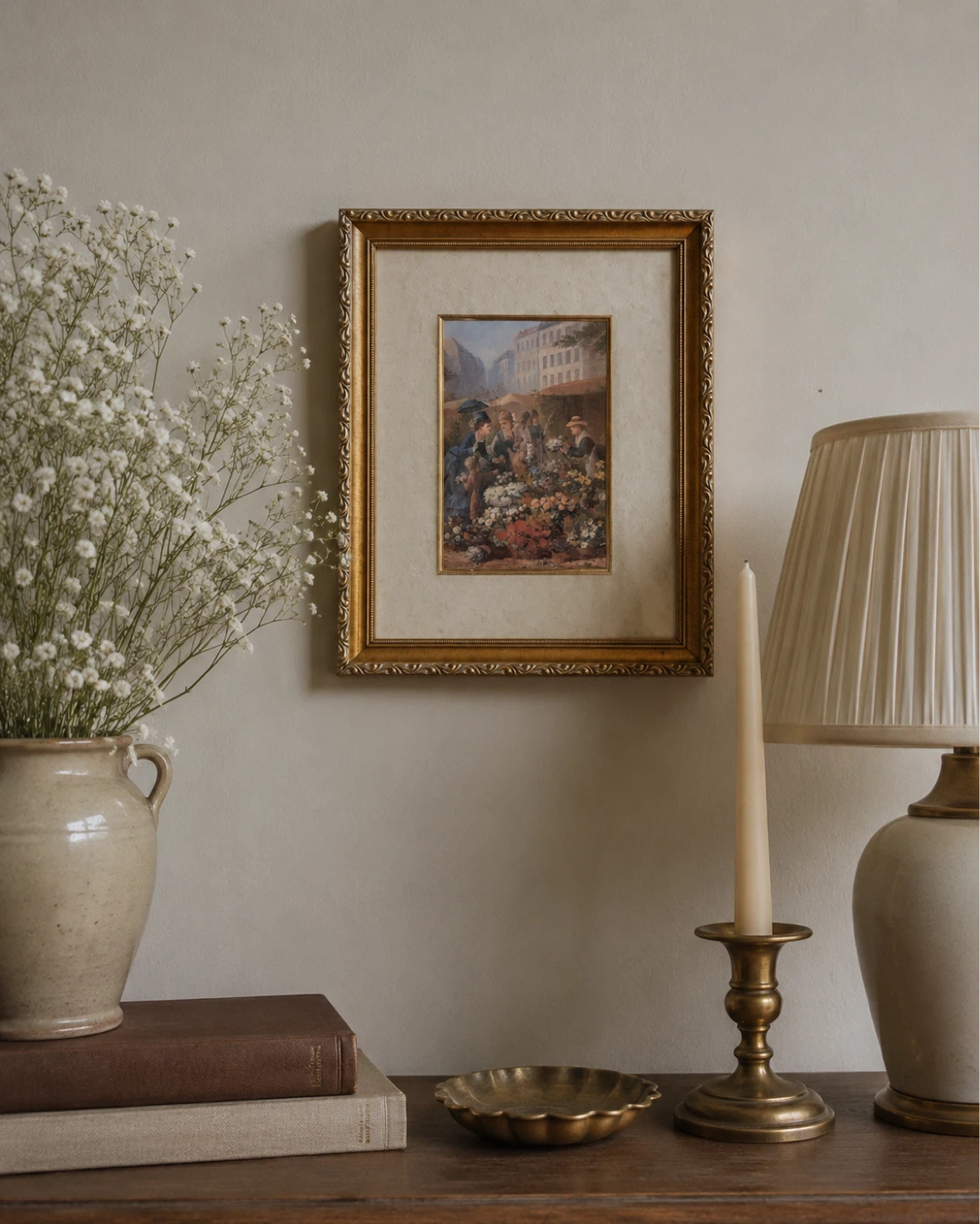 Framed Artwork - Floral Market Scene