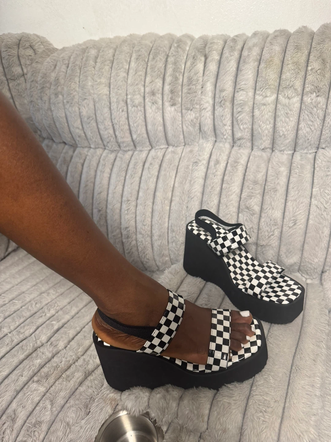 Checkerboard Wedge Platform Sandals