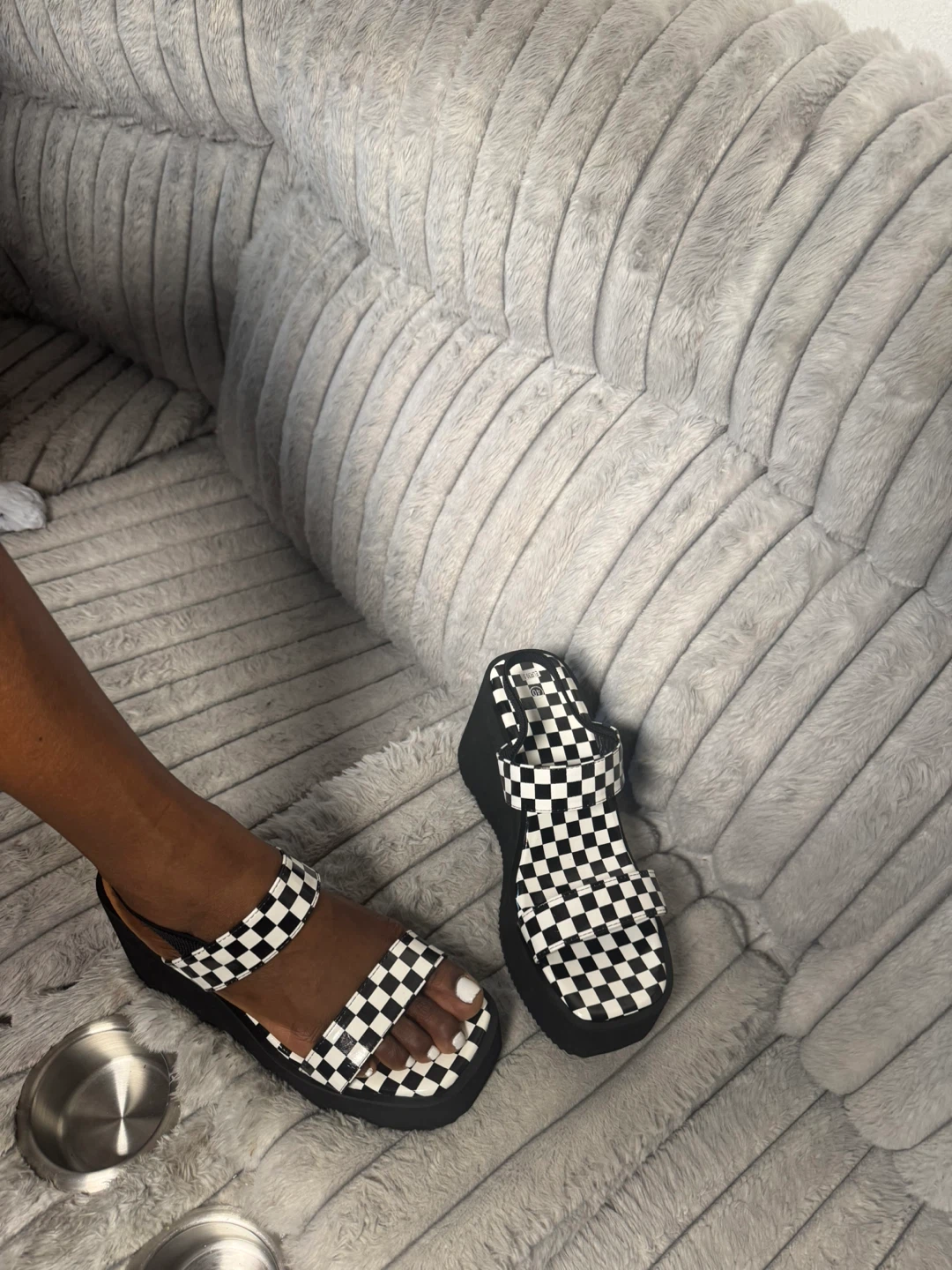 Checkerboard Wedge Platform Sandals - photo 2