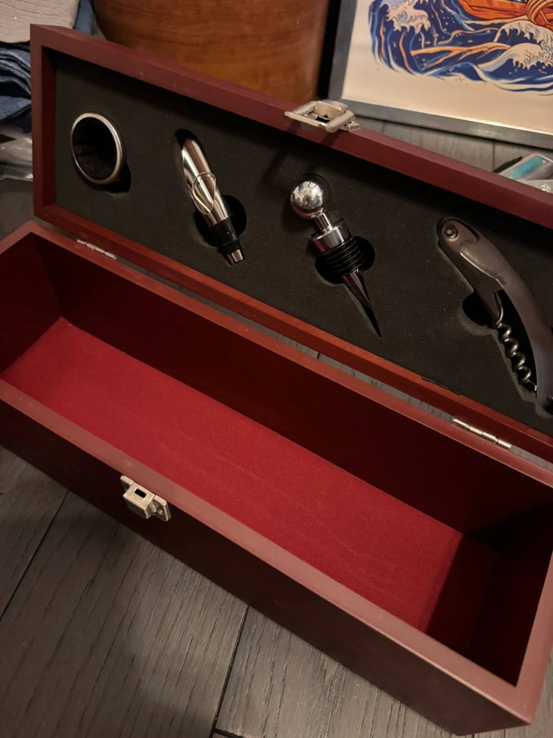 Wooden Wine Accessory Set with Box - photo 2
