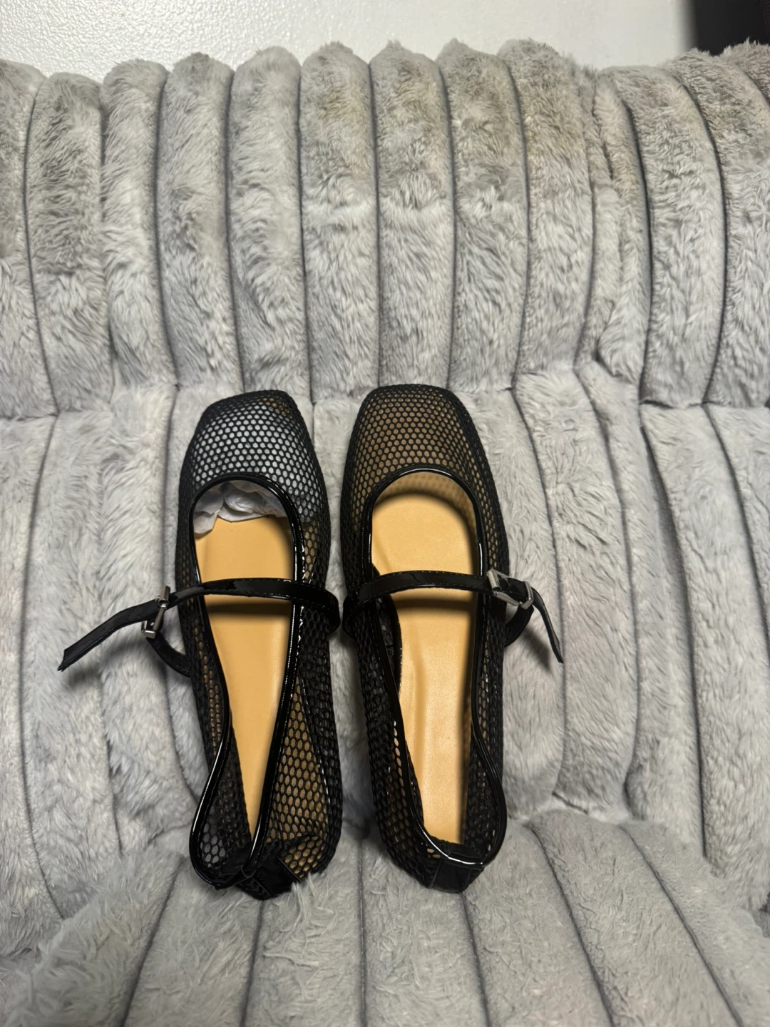 Black Mesh Ballet Flats with Ankle Strap - photo 4