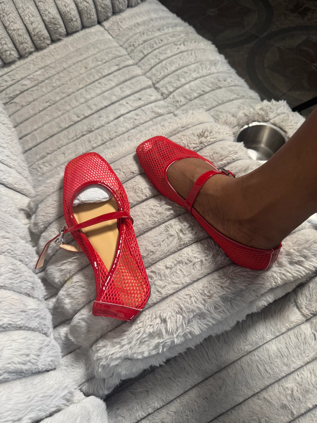 Red Mesh Ballet Flats - photo 3
