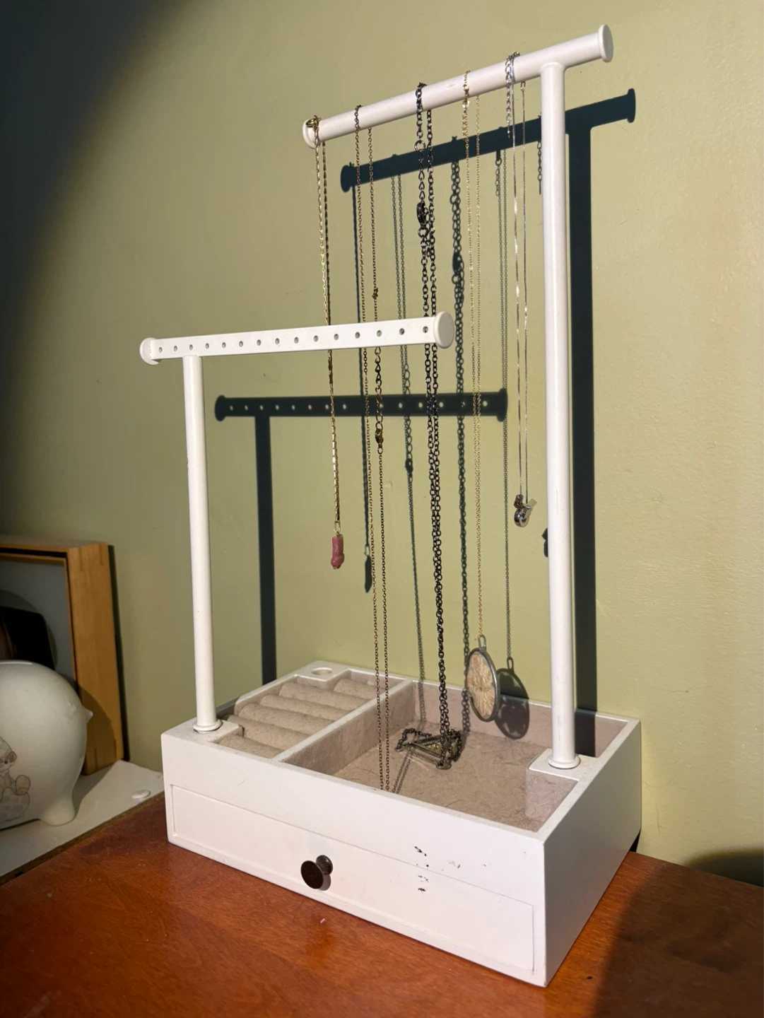 White Jewelry Organizer Stand with Tray - photo 2