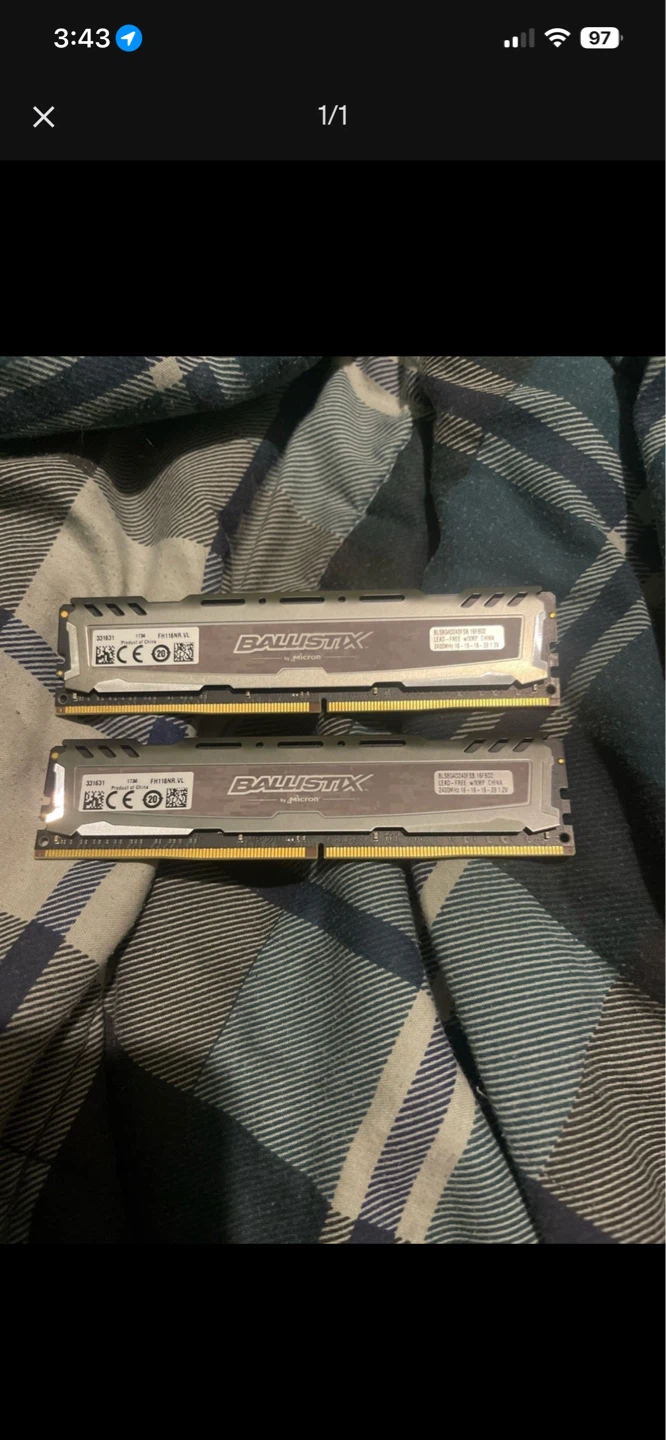 Ballistix DDR4 ram 16gb 2x8gb 2400mhz