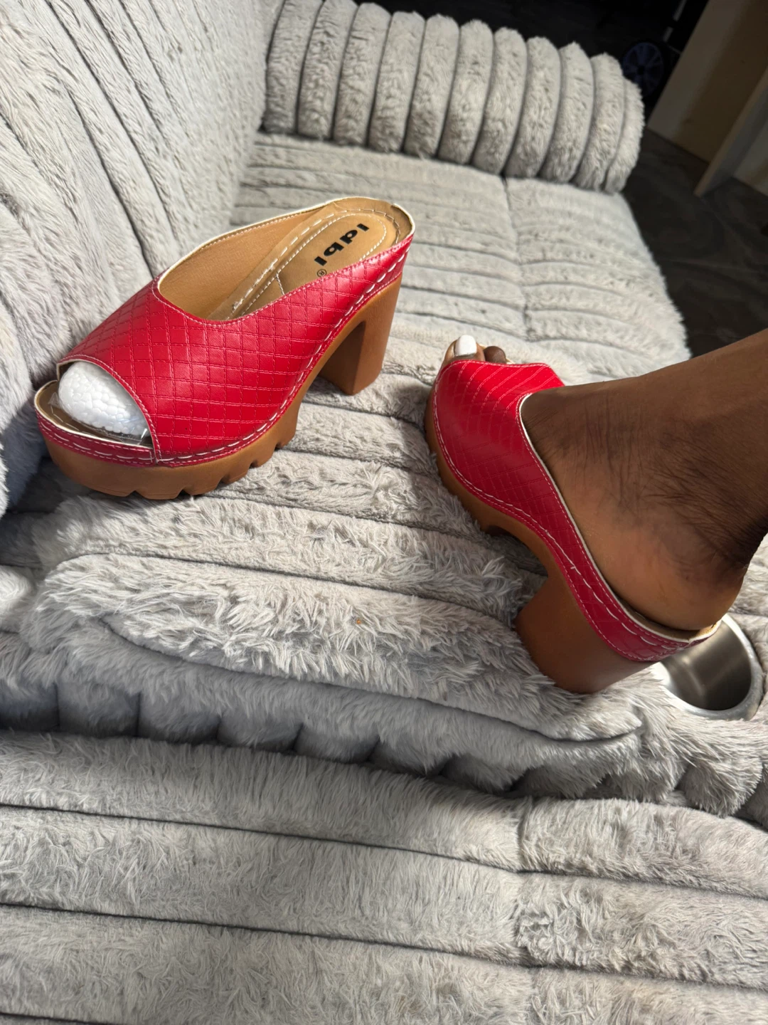 Red Open Toe Platform Mules - photo 3