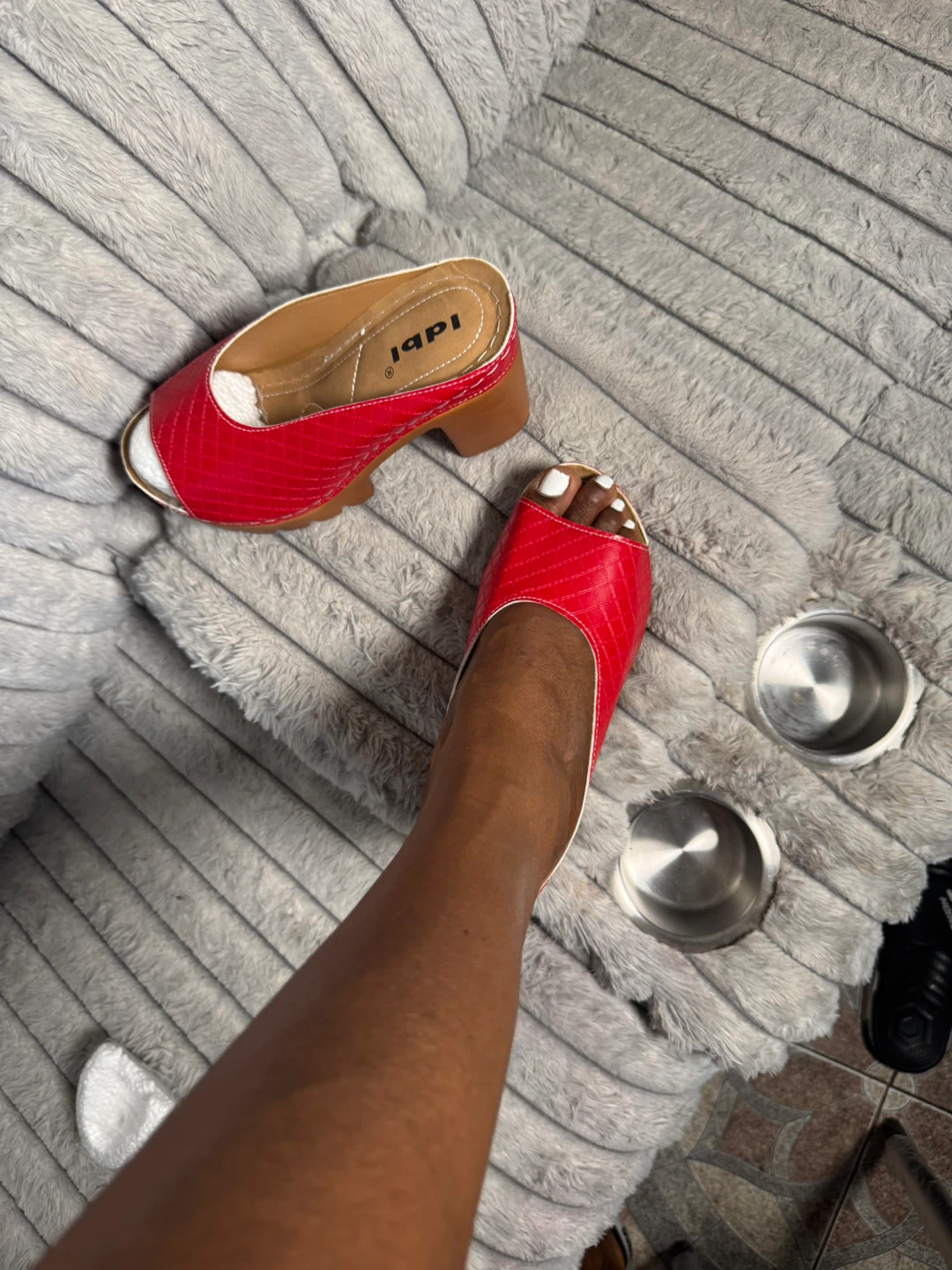 Red Open Toe Platform Mules - photo 4
