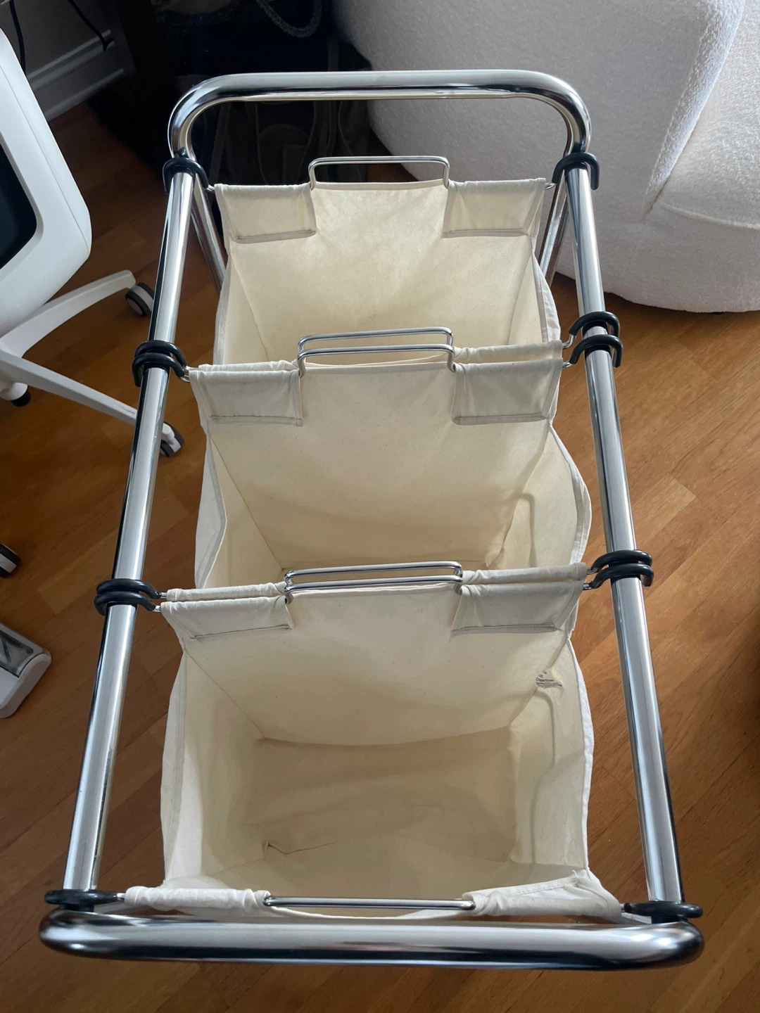 3-Section Rolling Laundry Sorter Hamper - photo 3
