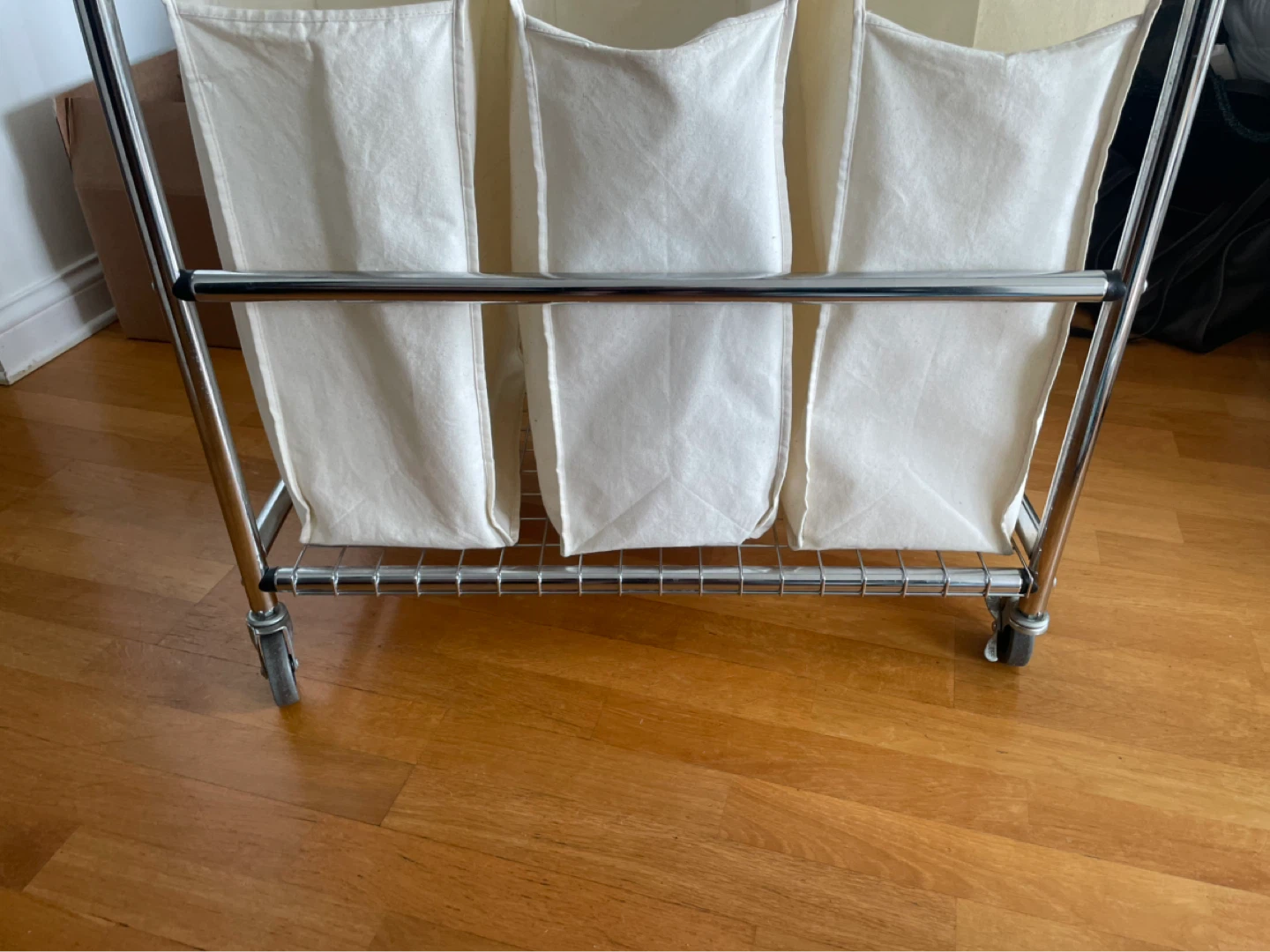 3-Section Rolling Laundry Sorter Hamper - photo 2