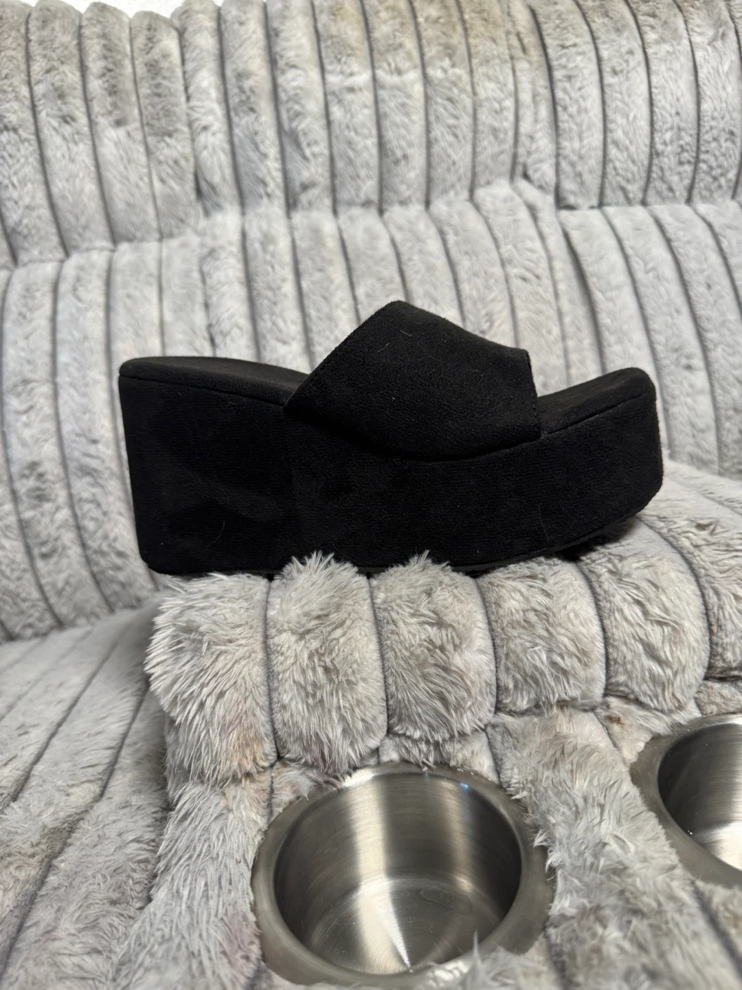 Black Suede Platform Wedge Sandals - photo 5