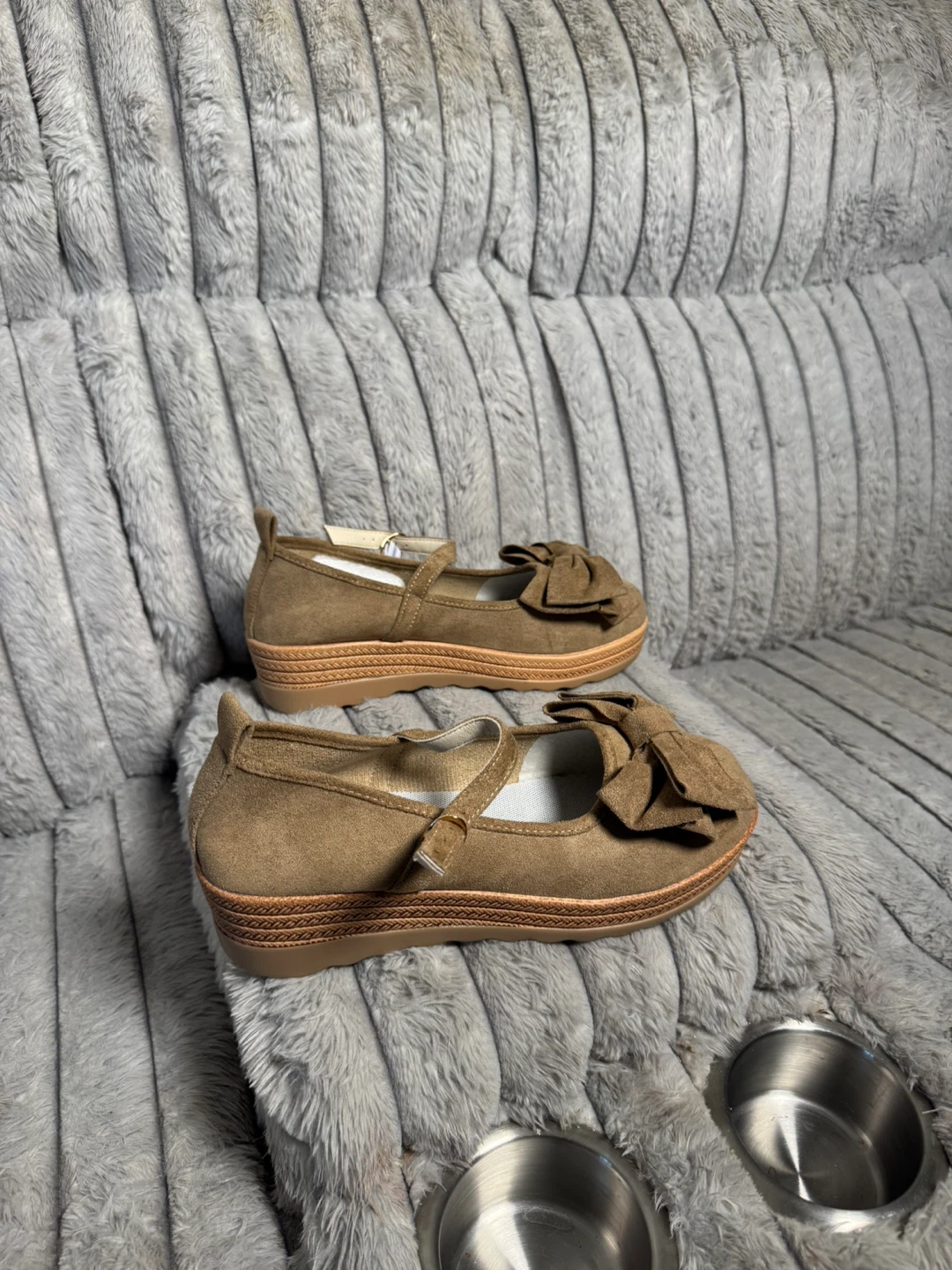 Women's Brown Suede Mary Jane Shoes with Bow - photo 5