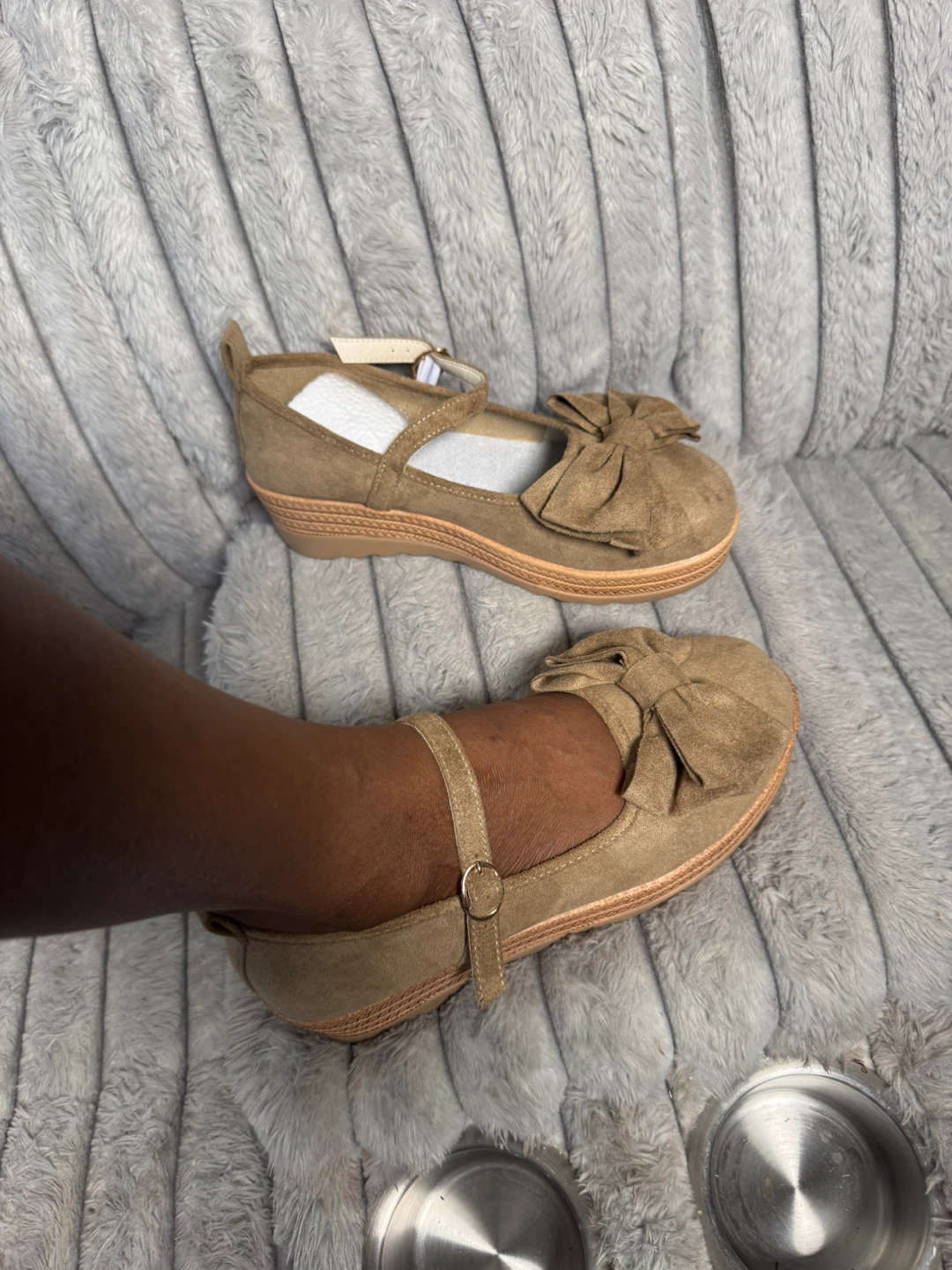 Women's Brown Suede Mary Jane Shoes with Bow - photo 4