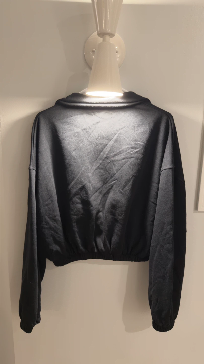 Forever 21 Black Half-Zip Cropped Sweatshirt - photo 2