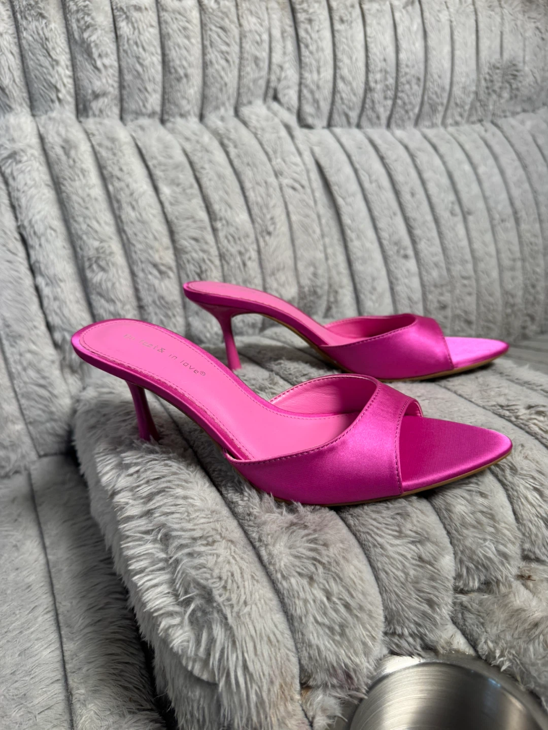 Hot Pink Satin Pointed Toe Mules - photo 5