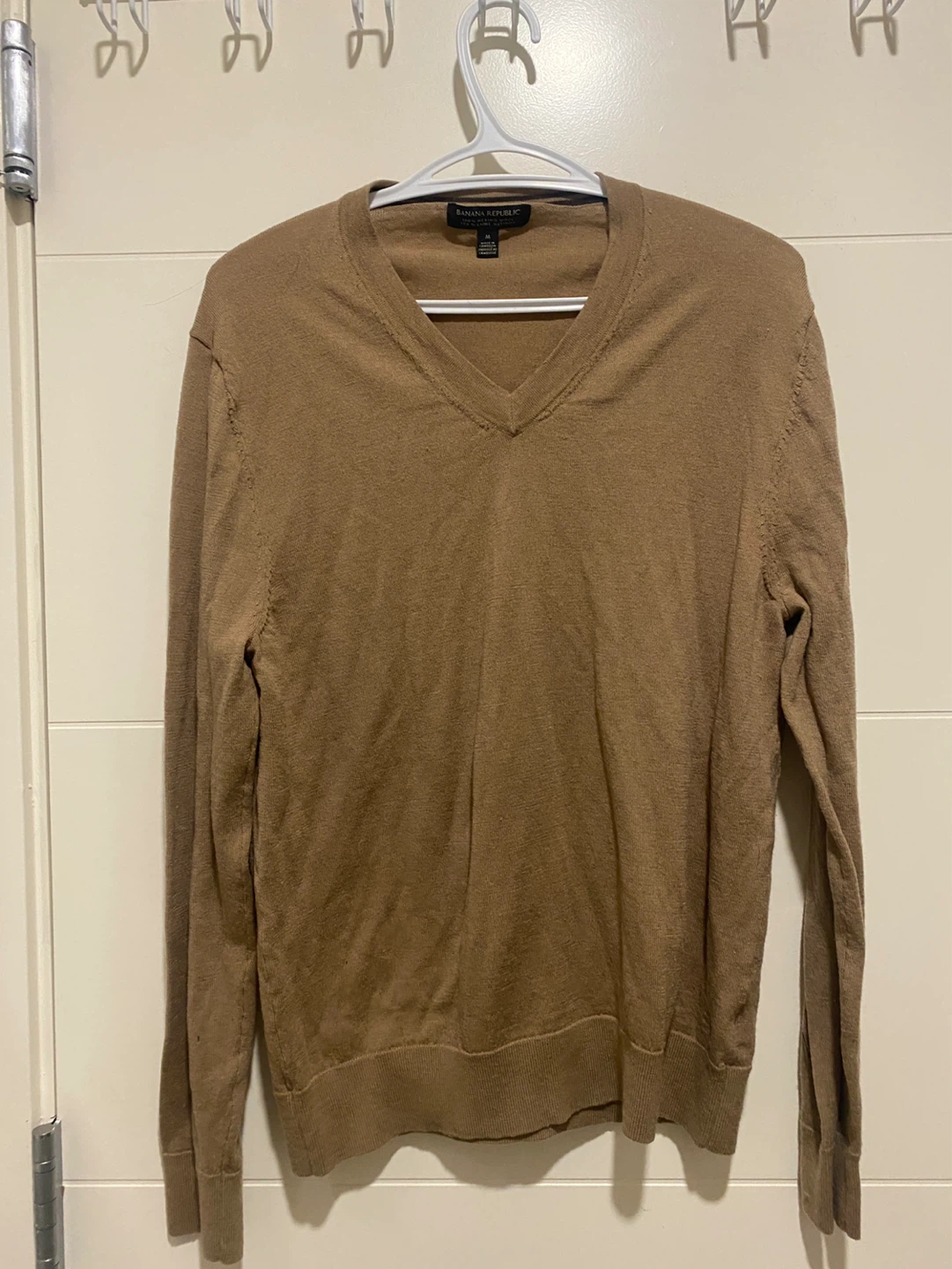 Banana Republic Merino Wool V-Neck Sweater - Brown, Size M - photo 3