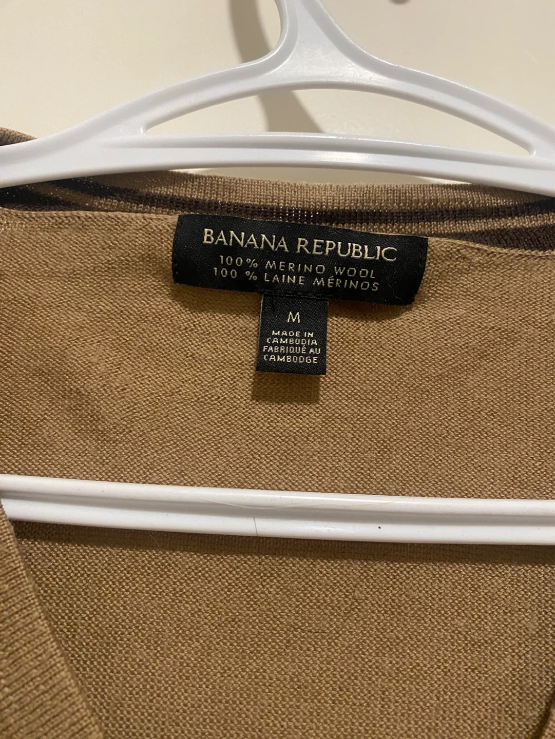 Banana Republic Merino Wool V-Neck Sweater - Brown, Size M - photo 2