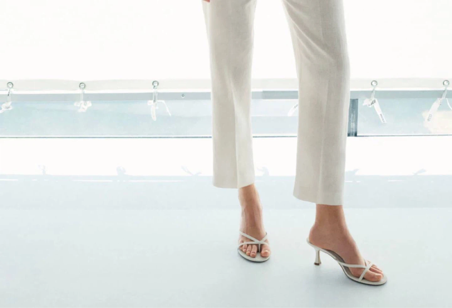 White Strappy Heeled Sandals Mango, 41 size - photo 3