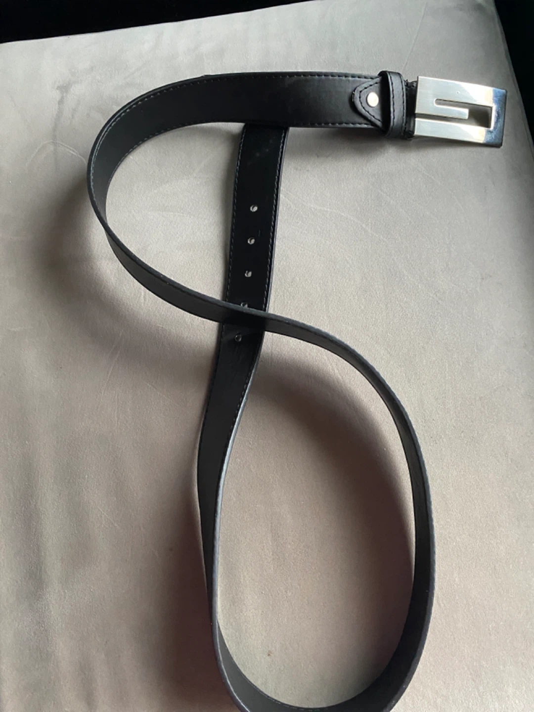 Black Genuine Leather Belt with G Buckle - XL - photo 2