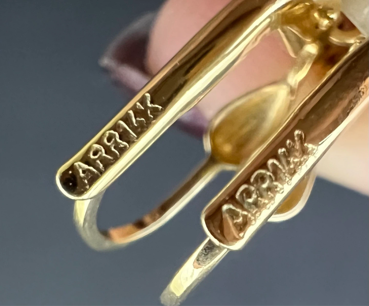 Solid 14K Two-Tone Gold Teardrop Dangle Earrings - photo 3