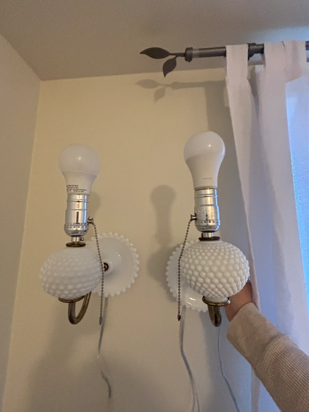 Hobnail Milk Glass Sconce Lights