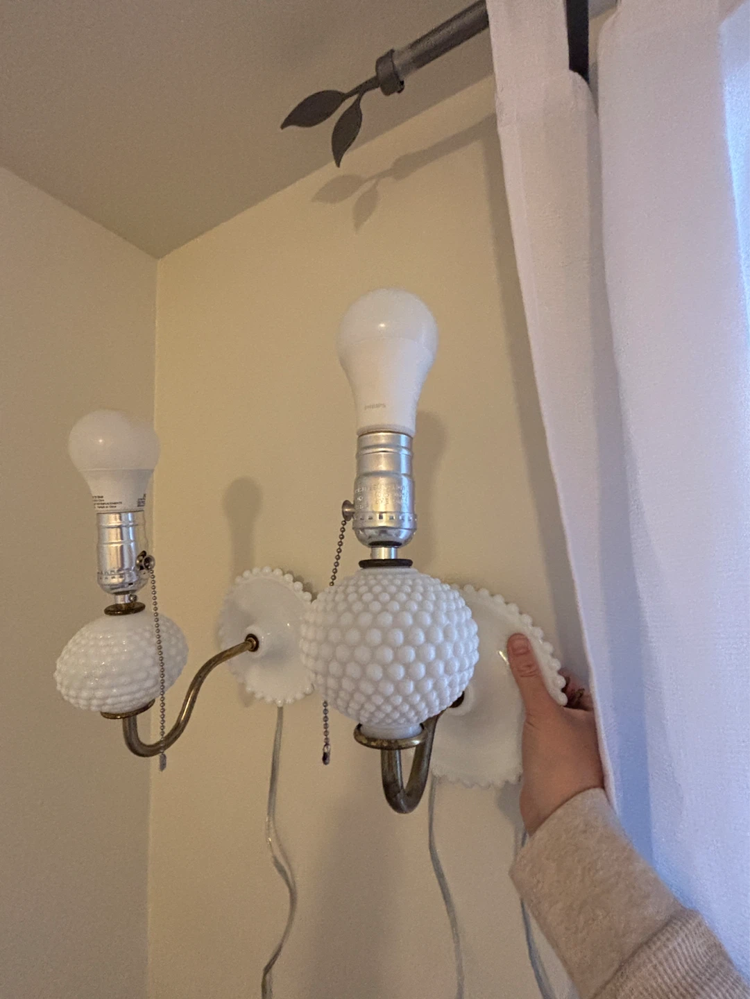 Hobnail Milk Glass Sconce Lights - photo 2