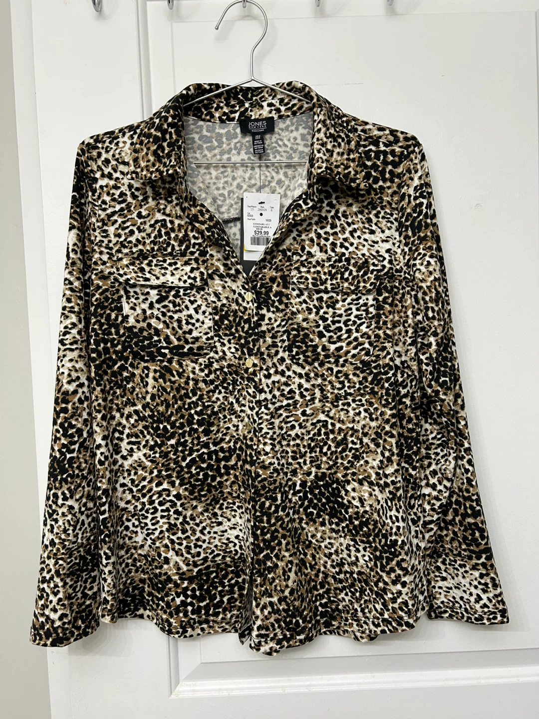 Jones New York Leopard Print Button-Up Shirt