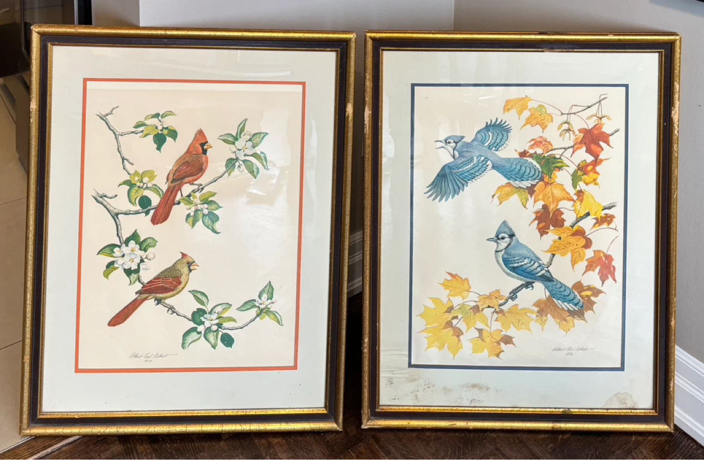 Albert Earl Gilbert "The Cardinal" & “The Blue Jay” Signed