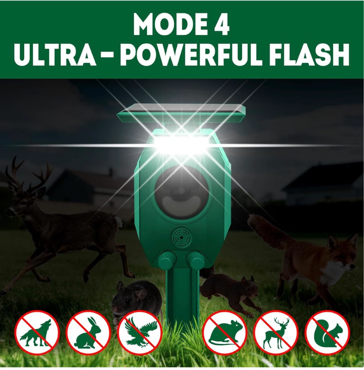 Outdoor Solar Ultrasonic Animal Repeller