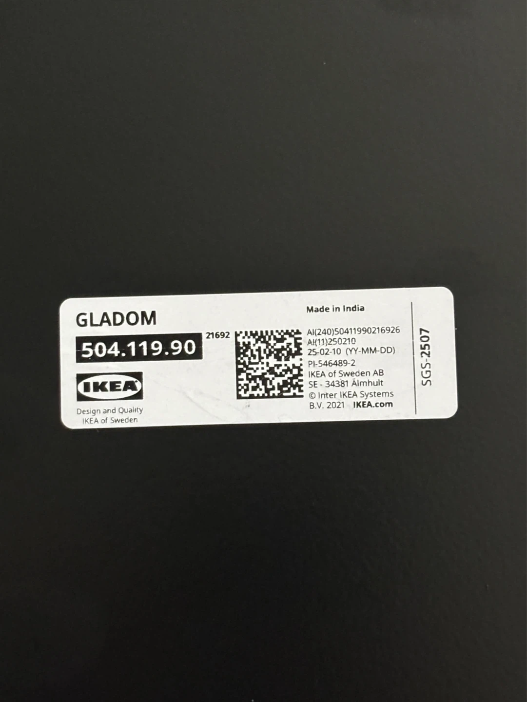 IKEA GLADOM Black Side Table - photo 4